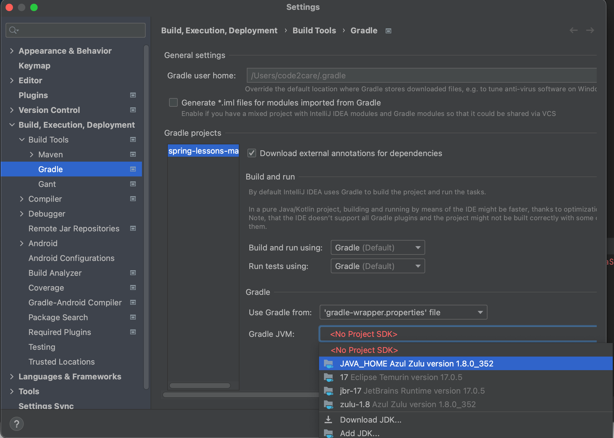 Fix Invalid Gradle JDK configuration found. Could not find the
